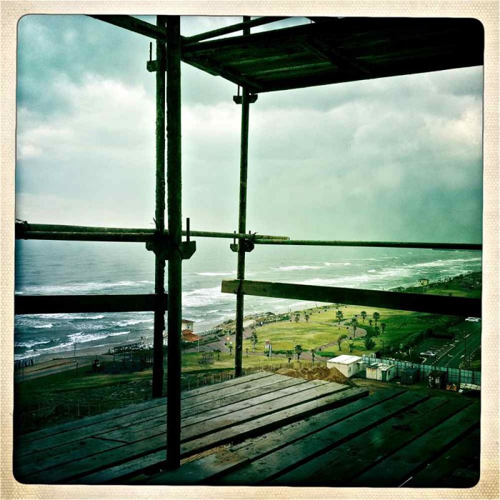 From scaffolding looking west to sea, Tel Aviv, Israel  