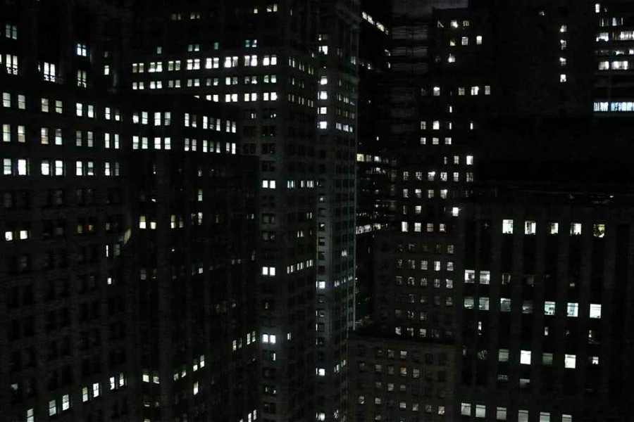 Wall Street Night Skyscrapers 