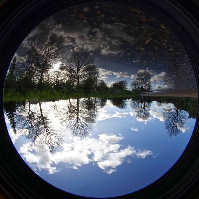 Kensington Gardens Puddle Reflection Fisheye