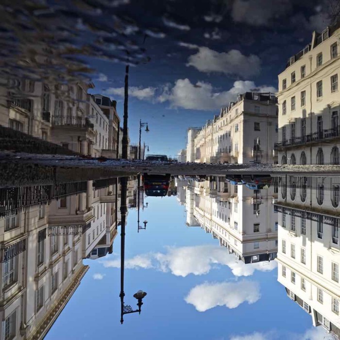 Upper Belgrave Street Puddle Reflection